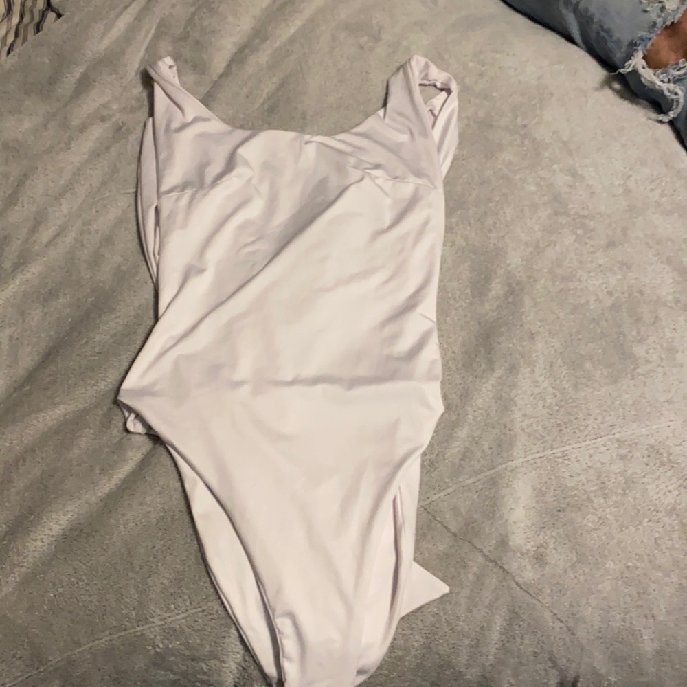 White backless body suit size small